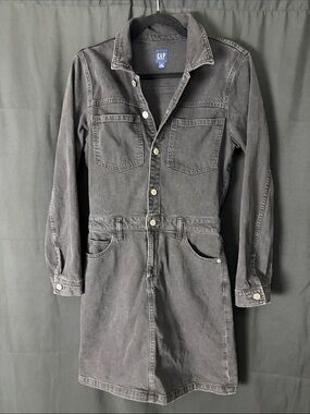 GAP Washed Black Denim Jacket Dress